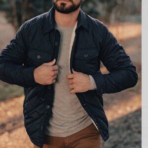 The Normal Brand Quilted Sherpa Lined Shacket Jacket Blue S